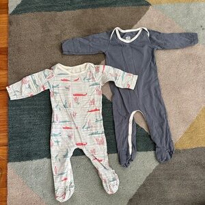 Winter Water Factory Cozy Kids Footies Set - Blue and Striped with Alligators